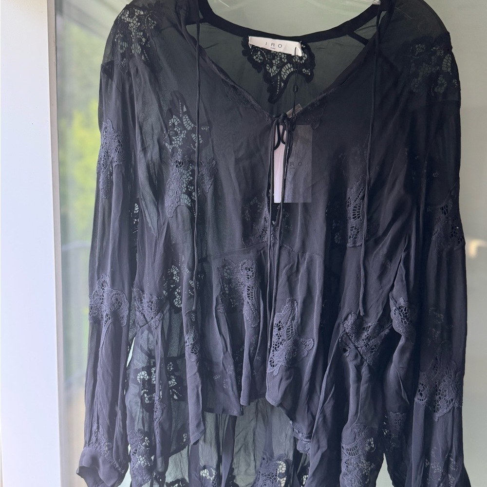 IRO Sheer Black Lace Blouse NWT